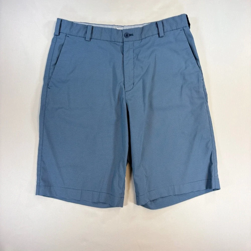 Nike Golf Shorts Mens 32 Blue Striped Dri-Fit 10 1/2